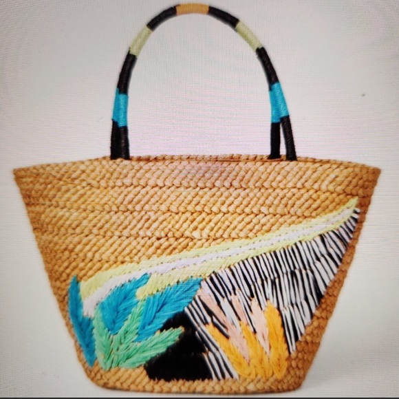 Tabitha Brown Handbags - Tabitha Brown For Target Abstract Botanical Print Straw Tote NWT